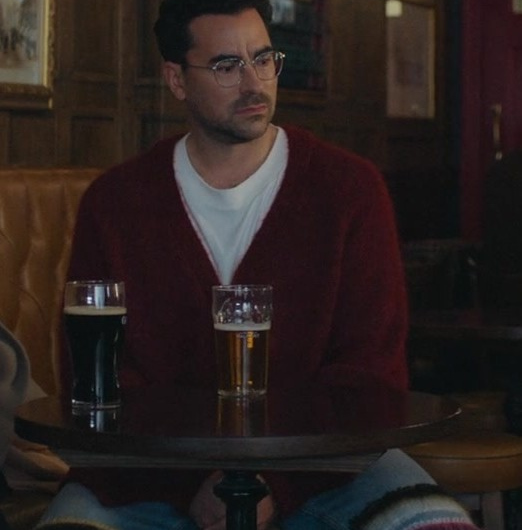 Wine Red Woolen Pullover Worn by Daniel Levy as Marc