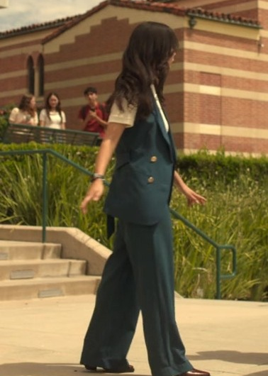 Teal Wide-Leg Dress Pants of Highdee Kuan as Alexis Kong