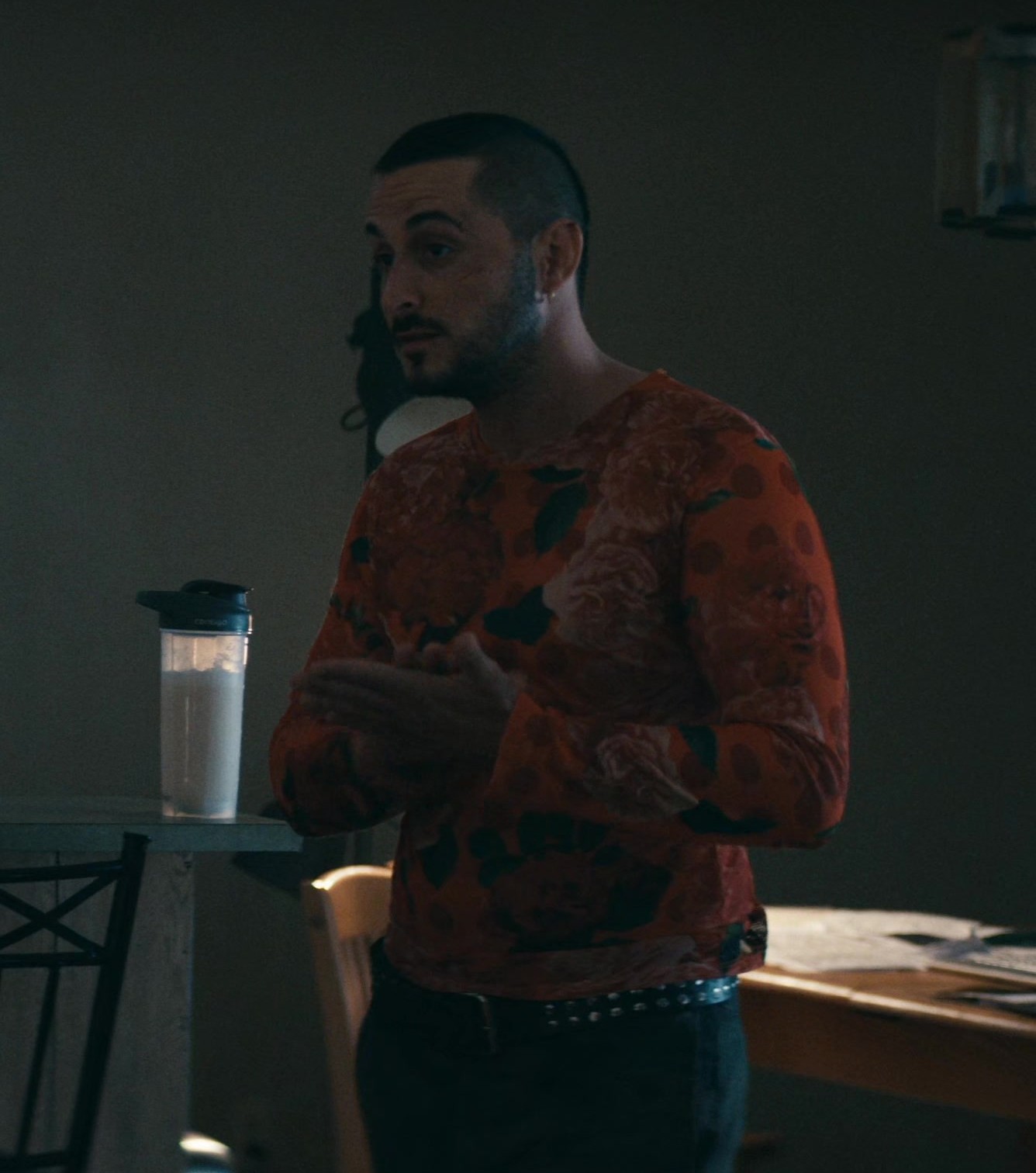 Worn on The Boys TV Show - Red Floral Long Sleeve Top of Tomer Capone as Serge / Frenchie