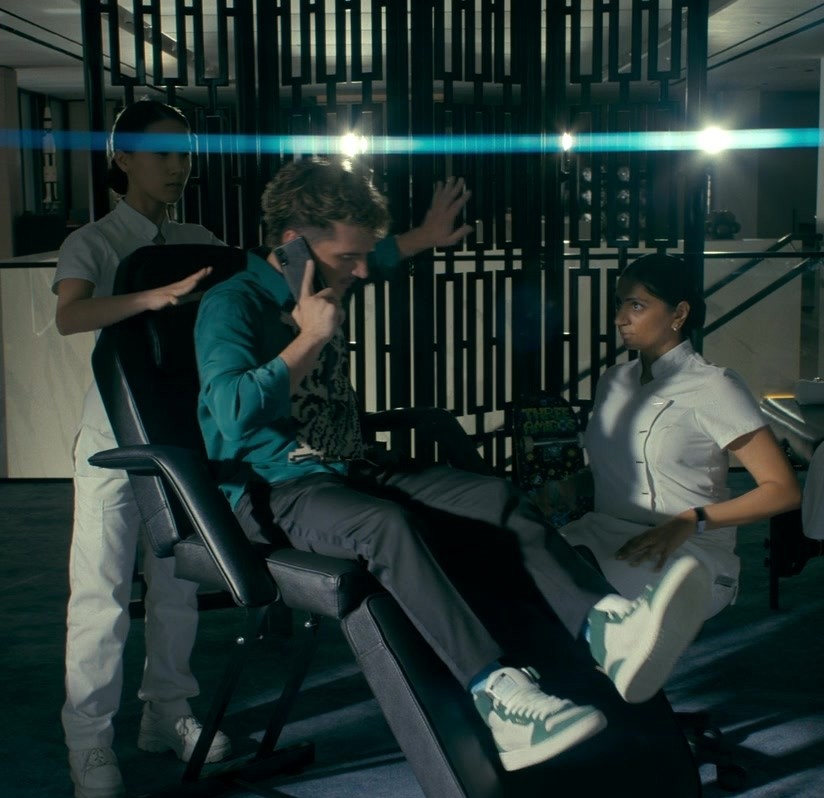 Worn on The Beekeeper (2024) Movie - Green and White High-Top Retro Style Sneakers of Josh Hutcherson as Derek Danforth