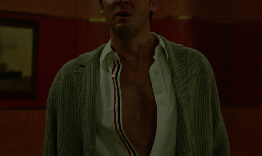 Grey Ribbed Cardigan Worn by Jack Cutmore-Scott as Tripp
