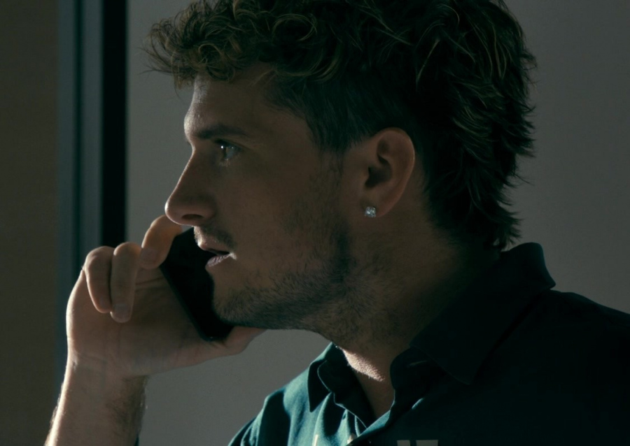 diamond stud earring - Josh Hutcherson (Derek Danforth) - The Beekeeper (2024) Movie
