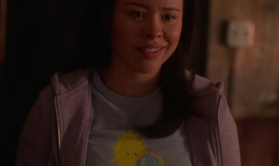Earth and Sun Print Cozy Feeling Cropped Tee Worn by Cierra Ramirez as Mariana Adams Foster