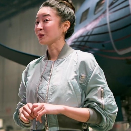 Light Green Cropped Bomber Jacket Worn by Kim Yoon-ji as Mi-Sun