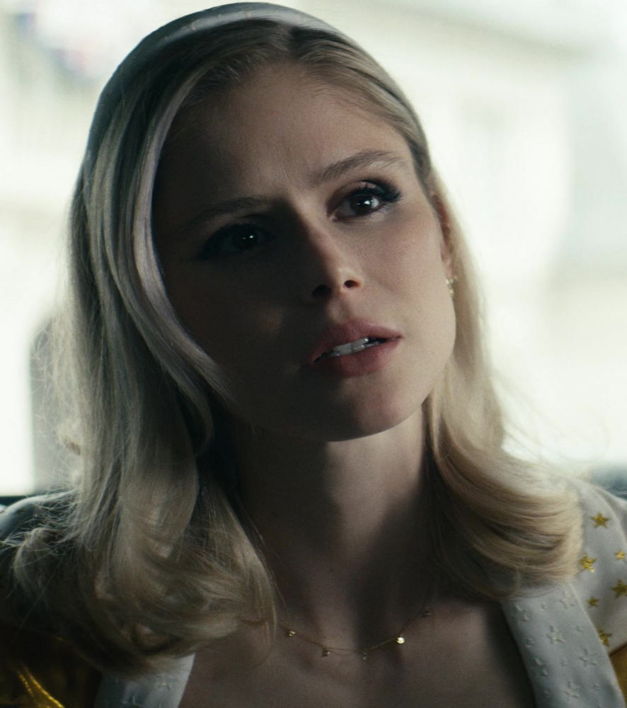 Celestial-Inspired Gold Necklace with Tiny Star Accents Worn by Erin Moriarty as Annie January / Starlight