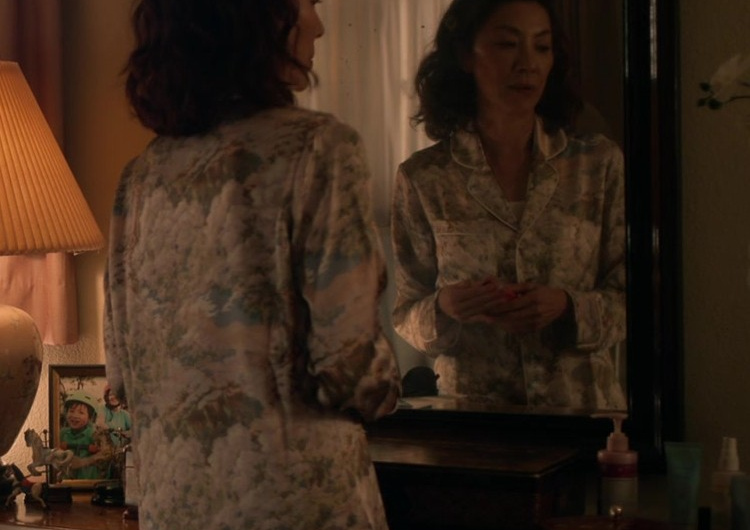 Pastoral Print Design Satin Pajama Set Worn by  Michelle Yeoh as Eileen “Mama” Sun