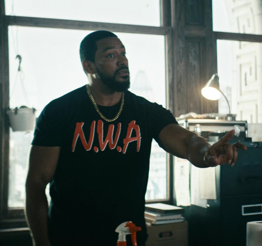 N.W.A Black T-Shirt Worn by Laz Alonso as Marvin T. "Mother's" Milk / M.M.