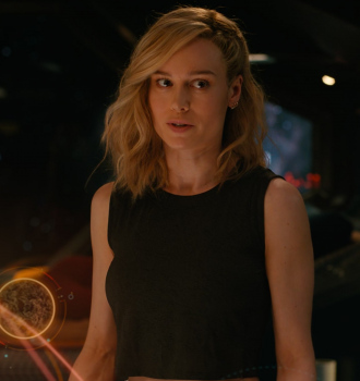 Worn on The Marvels (2023) Movie - Black Cropped Top of Brie Larson as Carol Danvers / Captain Marvel