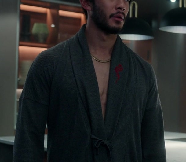 Wrap Style Cardigan of Justin Chien as Charles Sun