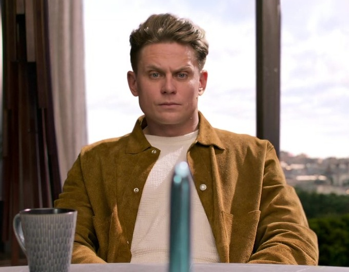 Mustard Yellow Suede Shirt Jacket of Billy Magnussen as Magnus