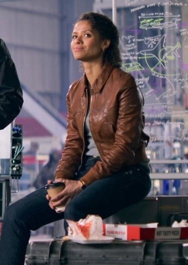 Brown Leather Jacket of Gugu Mbatha-Raw as Abby