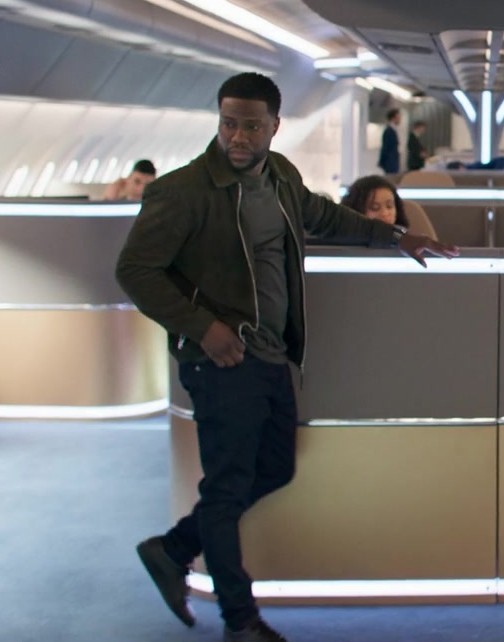 Worn on Lift (2024) Movie - Green Suede Full-Zip Jacket Worn by Kevin Hart as Cyrus
