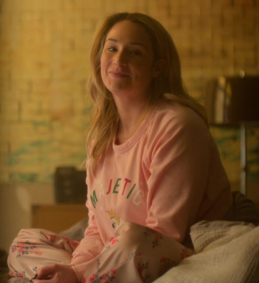 Floral Print Silk Pajama Pants of Emma Hunton as Davia Moss from Good Trouble TV Show