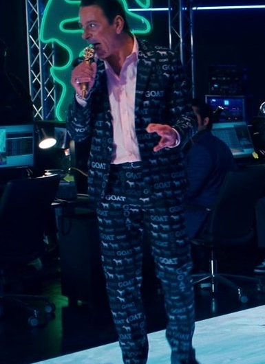 GOAT Text Graphic Suit Worn by Michael Epp as Pettis