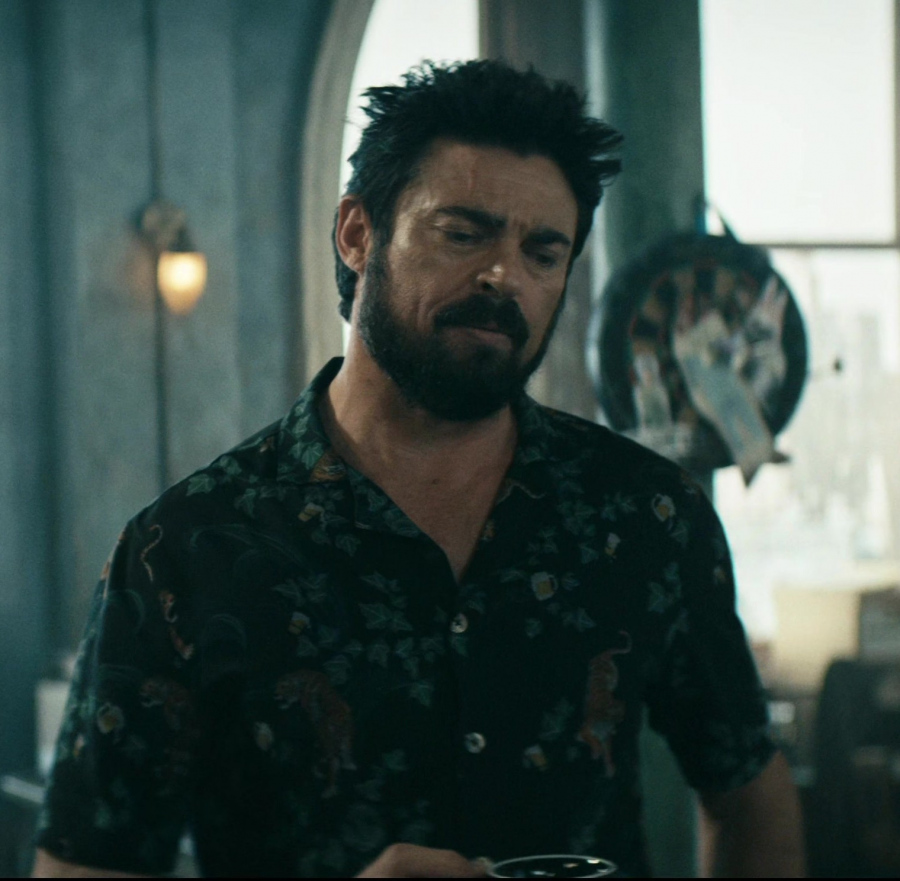 Tiger Wildlife Motif Hawaiian Shirt Worn by Karl Urban as Billy Butcher