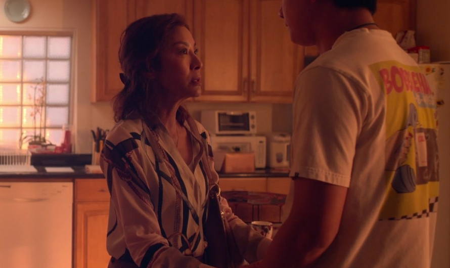Chain Link Printed Blouse Worn by Michelle Yeoh as Eileen “Mama” Sun