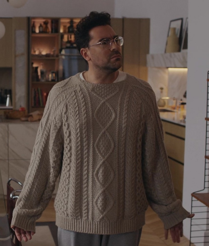 Cable Knit Sweater Worn by Daniel Levy as Marc from Good Grief (2023) Movie
