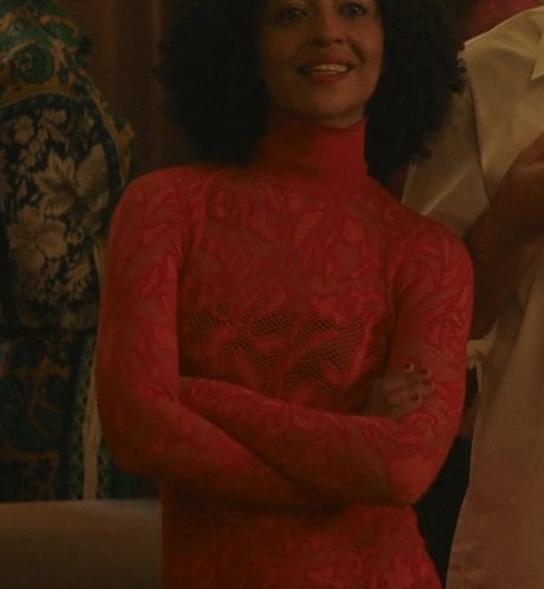 Red Lace Long Sleeve Dress Worn by Ruth Negga as Sophie