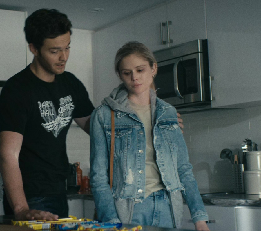 Light Wash Denim Jacket with Ripped Detail Worn by Erin Moriarty as Annie January / Starlight