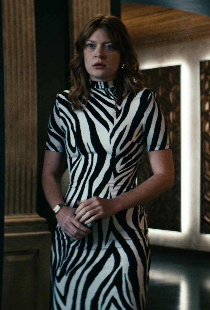black and white zebra pattern dress - Colby Minifie (Ashley Barrett) - The Boys TV Show