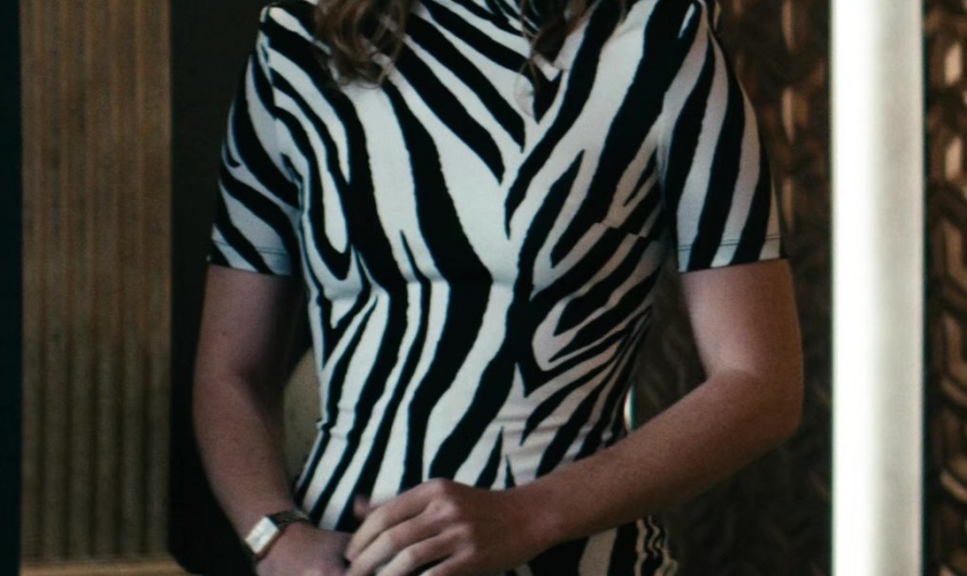 Black and White Zebra Pattern Dress Worn by Colby Minifie as Ashley Barrett