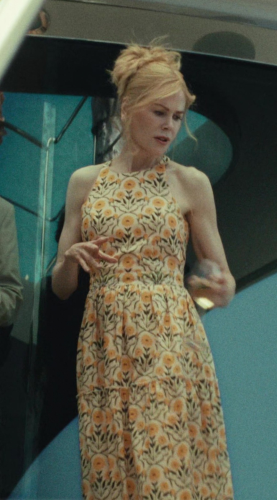 Sunny Floral Halter Neck Midi Dress Worn by Nicole Kidman as Margaret Woo