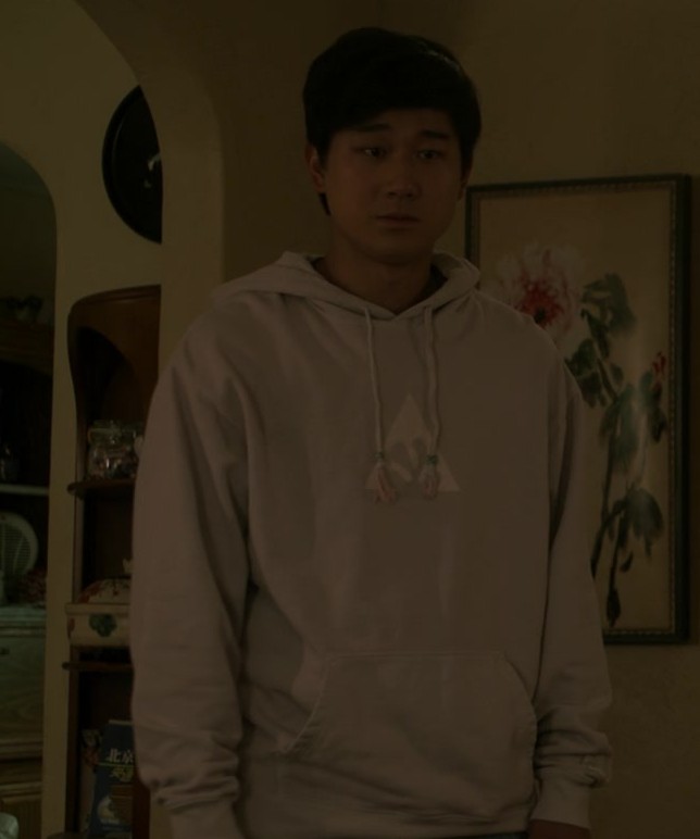 grey triangle-emblem hoodie with front pockets - Sam Song Li (Bruce Sun) - The Brothers Sun TV Show