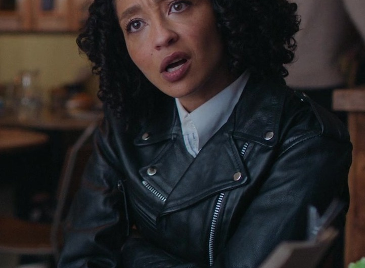 Black Faux Leather Biker Jacket Worn by Ruth Negga as Sophie