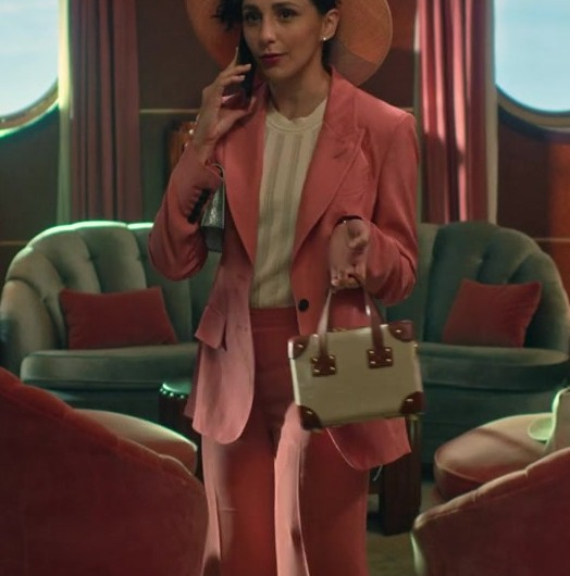 Pink Pantsuit with Notch Lapel Worn by Lauren Patten as Anna Collier