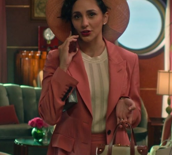 Vintage-Inspired Mini Bag with Classic Brown Leather Trim of Lauren Patten as Anna Collier