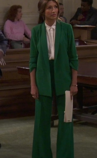 Emerald Green Blazer and Wide-Leg Pants Suit Worn by India de Beaufort as Olivia