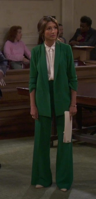 Worn on Night Court TV Show - Emerald Green Blazer and Wide-Leg Pants Suit Worn by India de Beaufort as Olivia