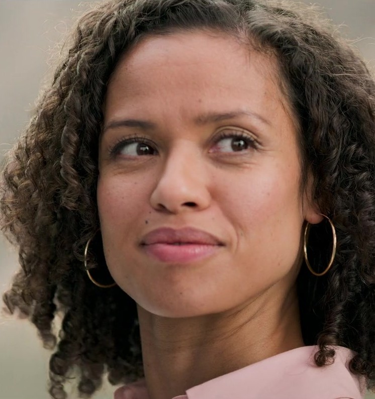 Classic Gold Hoop Earrings Worn by Gugu Mbatha-Raw as Abby from Lift (2024) Movie