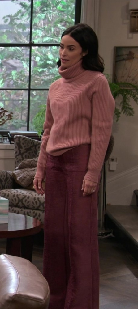 burgundy wide-leg velvet pants - Abigail Spencer (Julia Mariano) - Extended Family TV Show