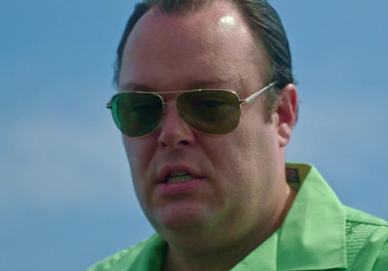 Gold Frame Aviator Sunglasses with Green Lenses Worn by Michael Gladis as Keith Trubitsky