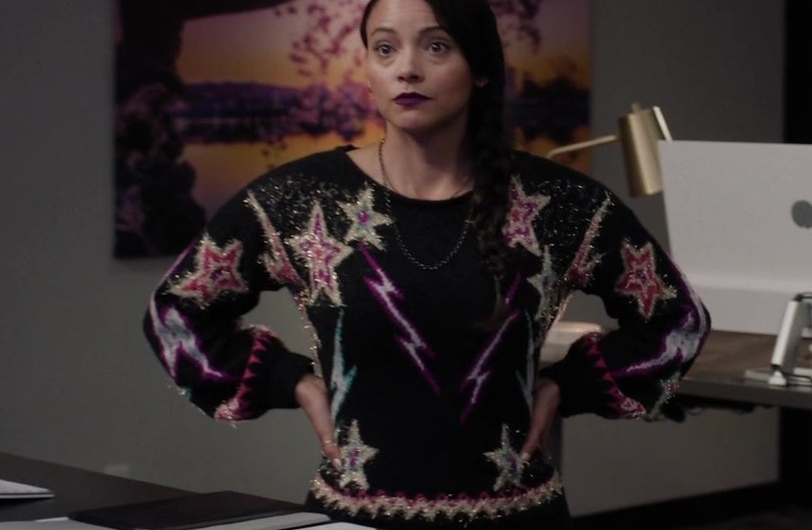Sparkling Starburst Knit Sweater Worn by Gabrielle Walsh as Lacey Quinn