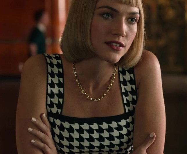 Sleek Gold Cuff Bracelet Worn by Violett Beane as Imogene Scott