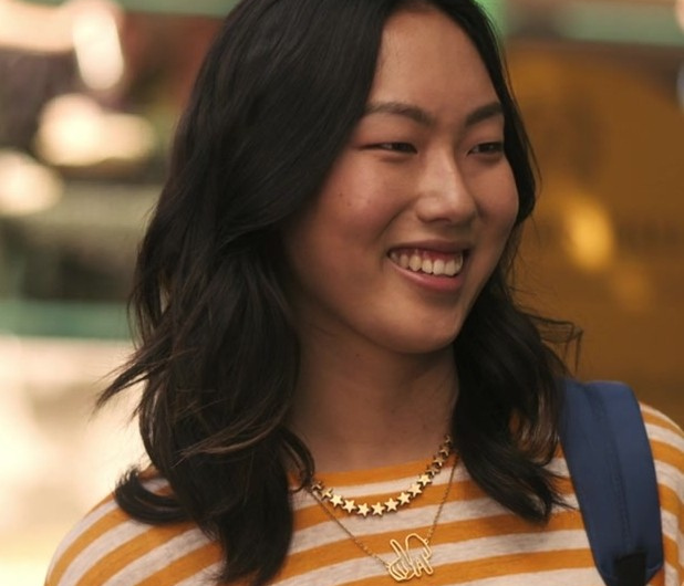 Gold LA Hand Sign Necklace of Madison Hu as Grace