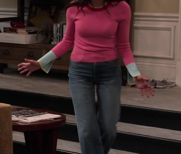 Pastel Pink Fitted Sweater with Contrast Cuff Detailing Worn by Abigail Spencer as Julia Mariano