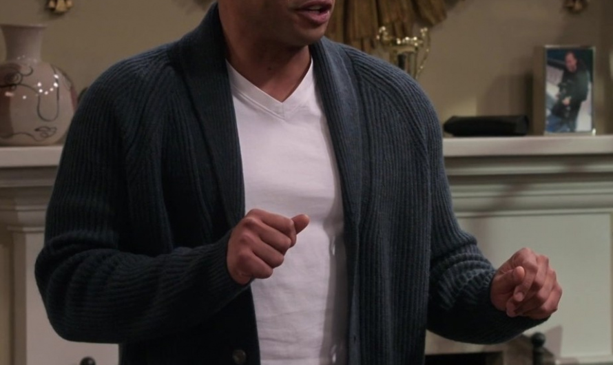 Classic Charcoal Ribbed Cardigan Worn by  Donald Faison as Trey Turner