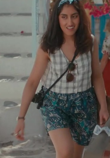 Tropical Leaf Print Shorts Worn by Ambika Mod as Emma Morley