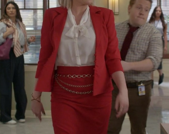 Red Tailored Blazer Worn by Lauren Ash as Lexi