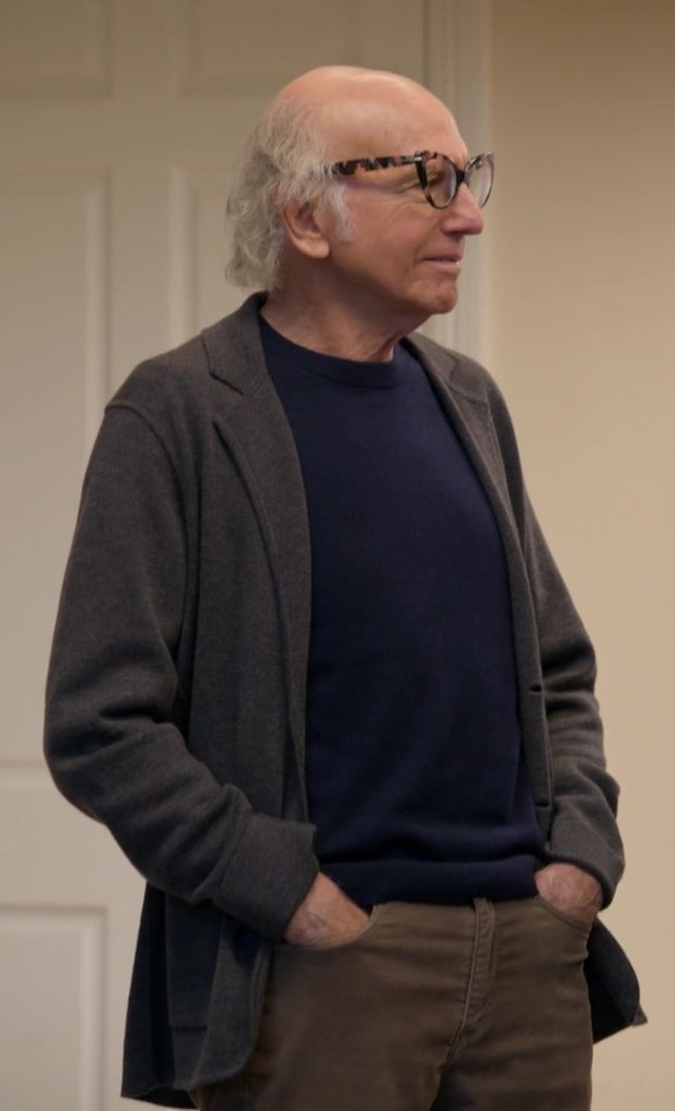 Charcoal Grey Cardigan Jacket Worn by Larry David