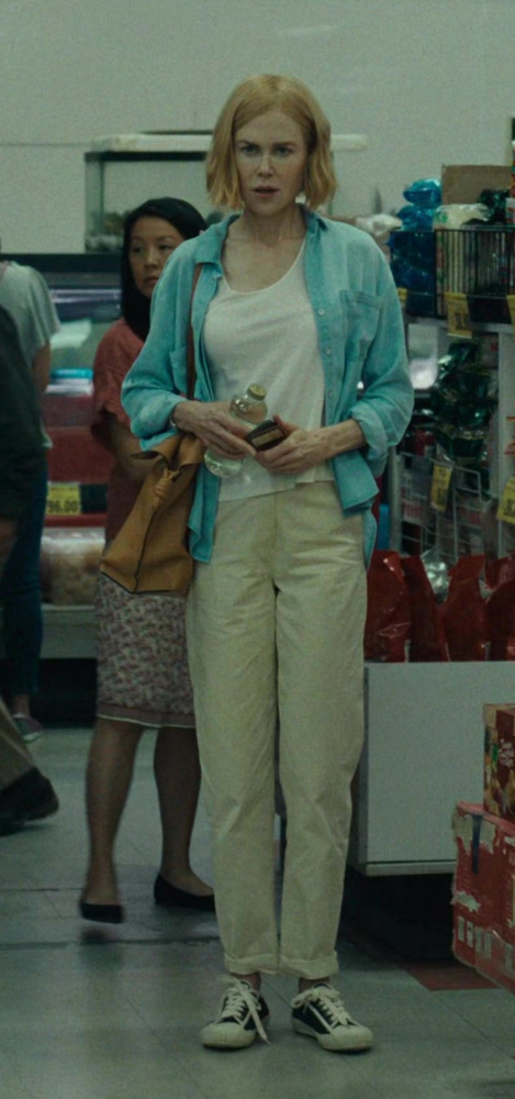 Vintage-Inspired Low-Top Canvas Sneakers in Cream and Black Worn by Nicole Kidman as Margaret Woo from Expats TV Show