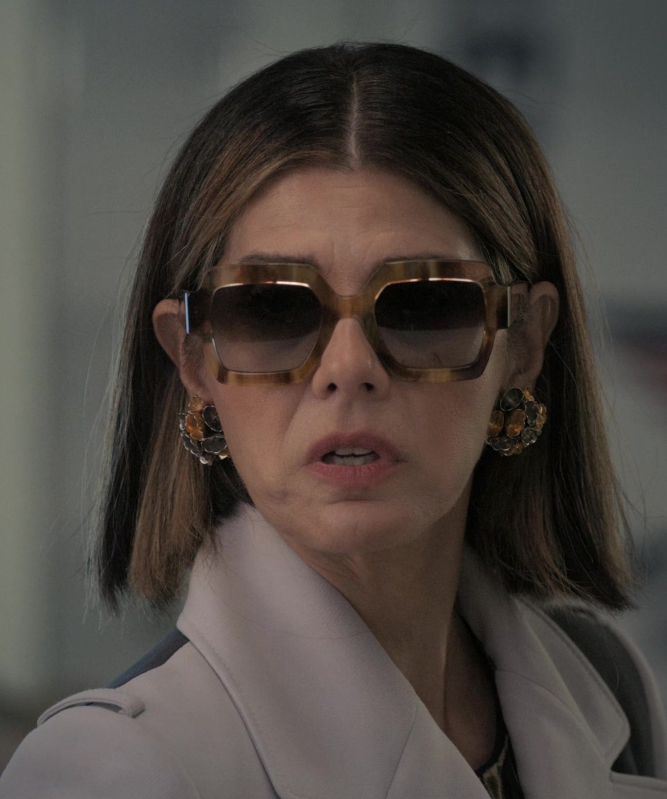 Worn on Upgraded (2024) Movie - Vintage Floral Cluster Earrings of Marisa Tomei as Claire Dupont
