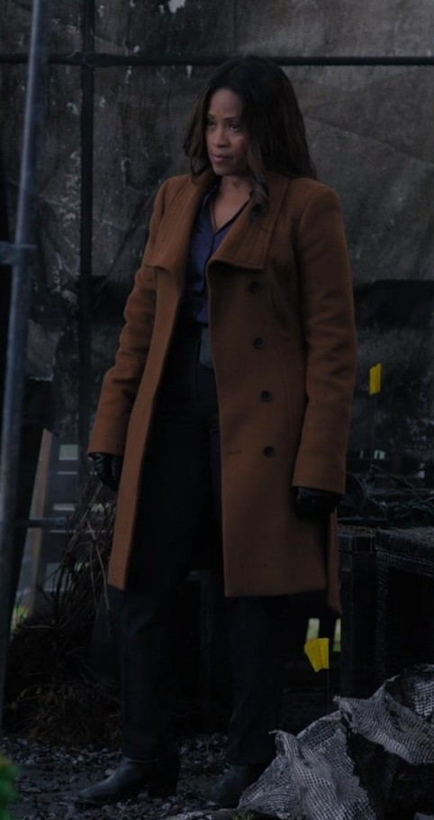 Worn on The Irrational TV Show - Rich Camel Wool Coat Worn by Maahra Hill as Marisa
