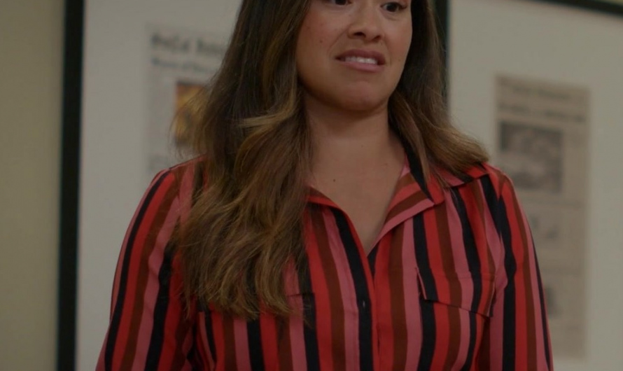 Bold Red and Black Striped Shirt Worn by Gina Rodriguez as Nell Serrano
