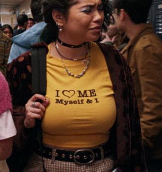 Worn on Mean Girls (2024) Movie - I Love Me Tee of Auliʻi Cravalho as Janis 'Imi'ike