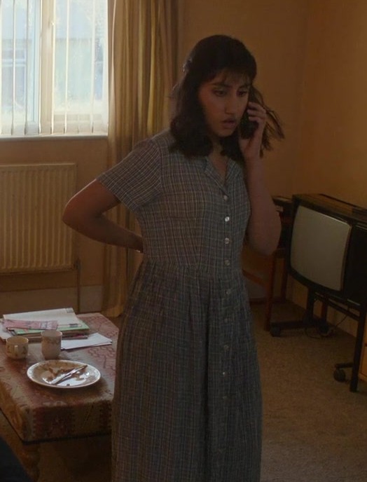Checkered Midi Shirtdress Worn by Ambika Mod as Emma Morley