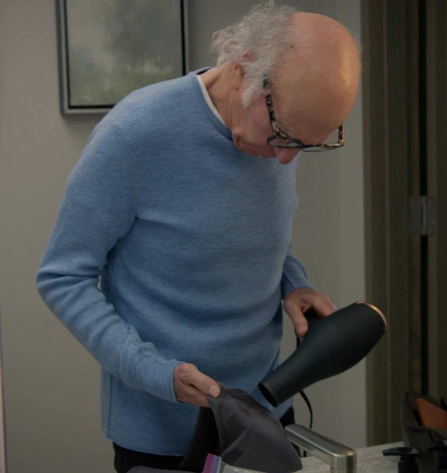 Light Blue Crew Neck Sweater Worn by Larry David from Curb Your Enthusiasm TV Show